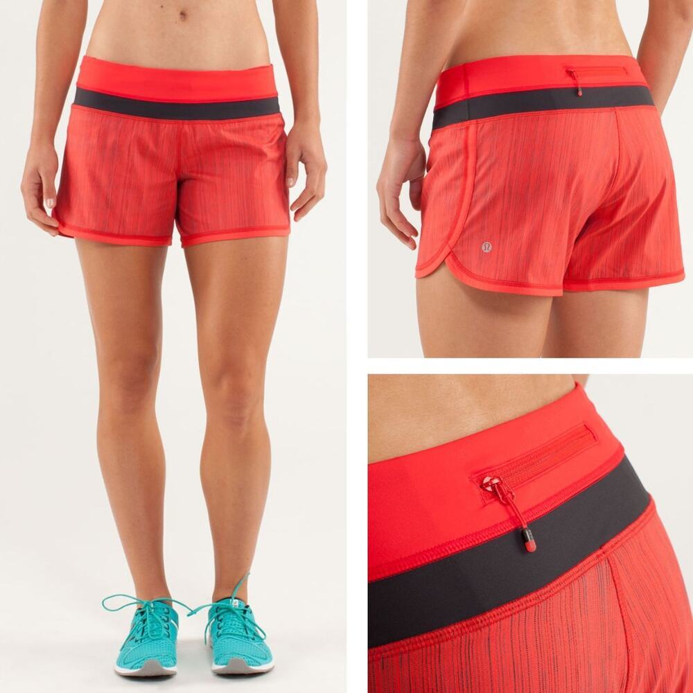 LULULEMON Groovy Run Short Size 4 Wee Are From Space Love Red Coal